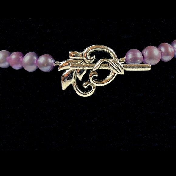 Vintage LEMON CHRYSOPRASE Necklace Green Purple with Clear Glass Beads 22” - Picture 6 of 7